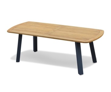 Disk 6 Seater Oval Teak and Metal Dining Set & Monaco Stacking Chairs
