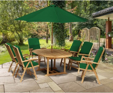Cheltenham Oval Garden Extending Table and 6 Reclining Chairs Set