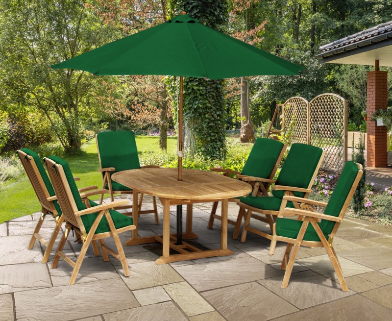 Cheltenham Oval Garden Extending Table and 6 Reclining Chairs Set
