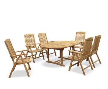 Cheltenham Oval Garden Extending Table and 6 Reclining Chairs Set