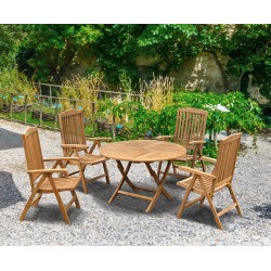 Suffolk 4 Seater Teak Round Garden Table and Chairs Set