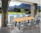 Disk 8 Seater Oval Teak and Metal Dining Set and St. Tropez Armchairs