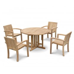 Berrington Teak 1.2m Gateleg Table and 4 Monaco Stacking Chairs
