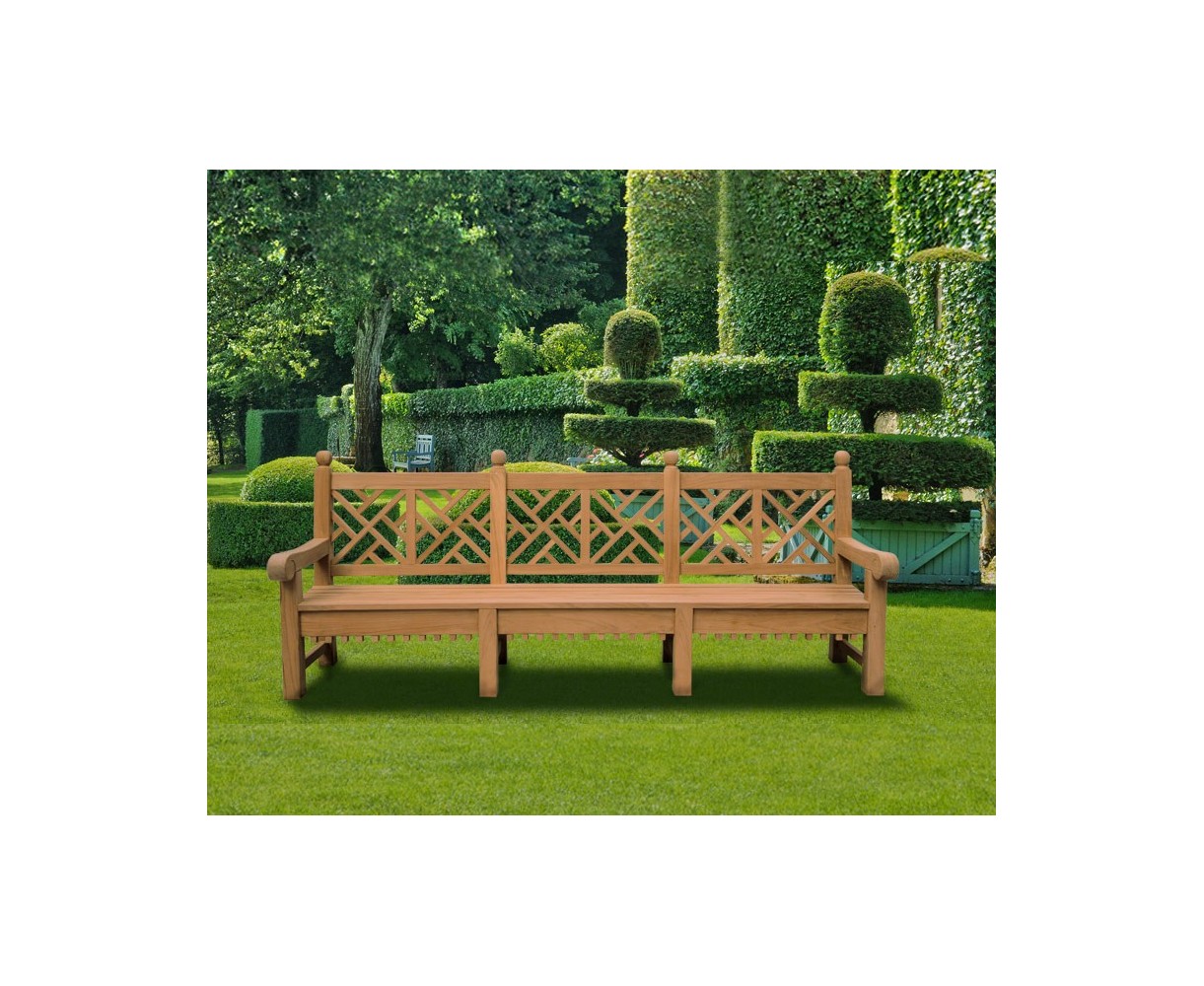 Chiswick Teak Chinese Chippendale Bench 2.75m | Decorative Garden Bench