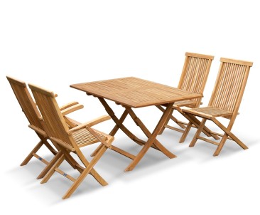 Rimini Rectangular Garden Folding Table and Chairs Set