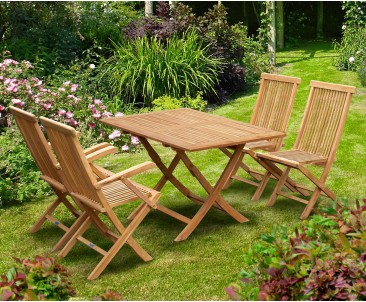 Rimini Rectangular Garden Folding Table and Chairs Set