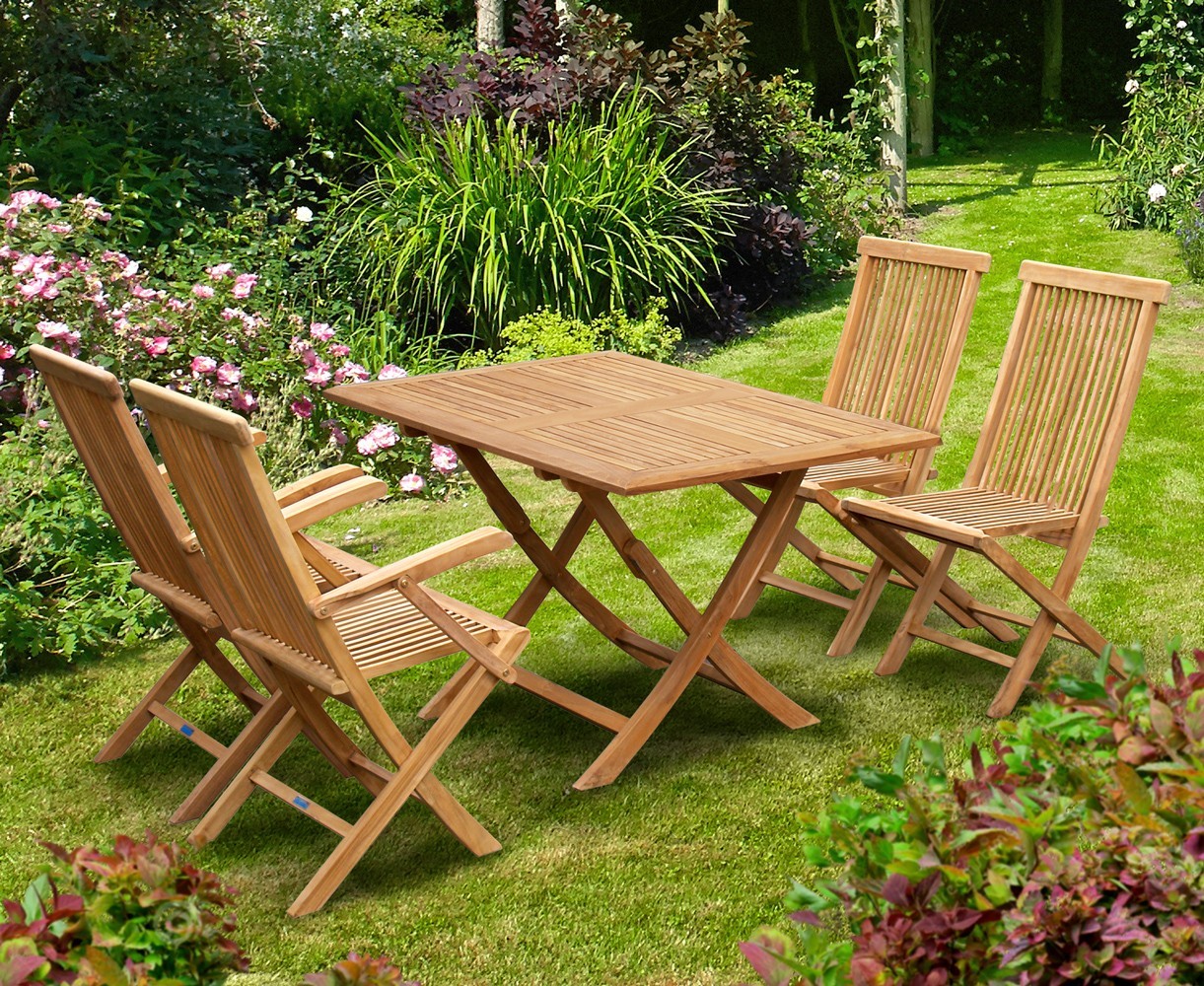 Rimini Rectangular Garden Folding Table and Chairs Set