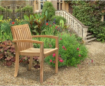 Monaco Teak Outdoor Stacking Chair - Armchairs