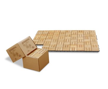 Teak Interlocking Deck Tiles, Mosaic Square Basket Pattern