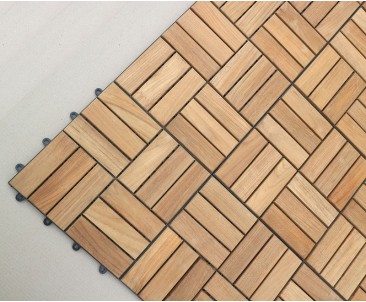 Teak Interlocking Deck Tiles, Mosaic Square Basket Pattern