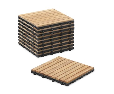 Teak Interlocking Deck Tiles, Classic Parquet Pattern