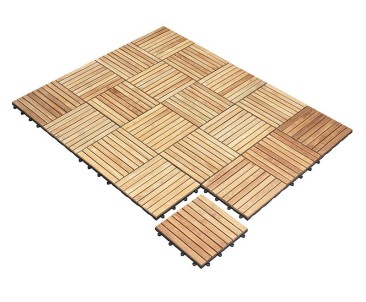 Teak Interlocking Deck Tiles, Classic Parquet Pattern