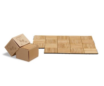 Teak Interlocking Deck Tiles, Classic Parquet Pattern