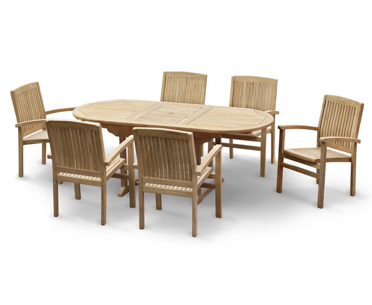 Brompton Teak 6 Seater Extending Set