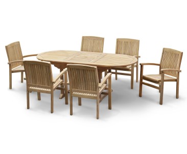 Brompton Teak 6 Seater Extending Set