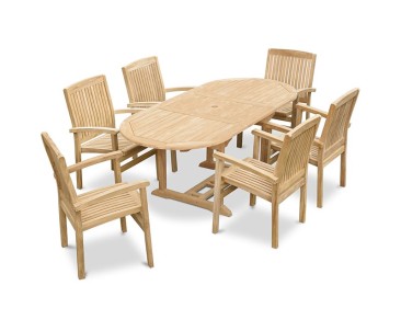 Brompton Teak 6 Seater Extending Set