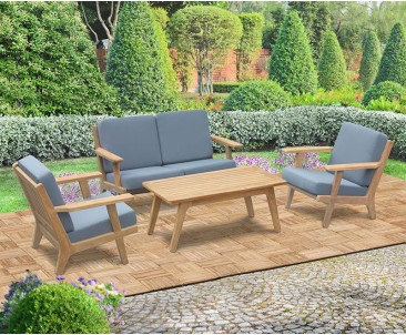 Teak Interlocking Deck Tiles, Classic Parquet Pattern