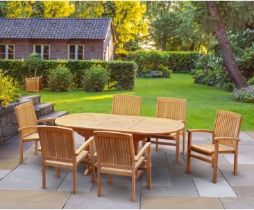 Brompton Teak 6 Seater Extending Set