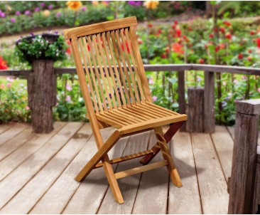 Teak Foldable Low-Back Garden Chair
