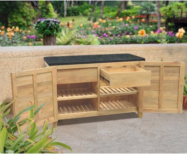 Aria Garden Sideboard, Teak and Granite