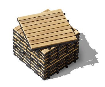 Teak Interlocking Deck Tiles, Classic Parquet Pattern
