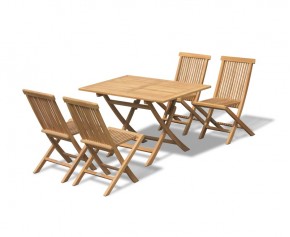 Chester Teak 1.2m Folding Garden Set with 4 Low Back Dining Chairs