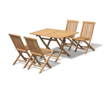 Chester Teak 1.2m Folding Garden Set with 4 Low Back Dining Chairs