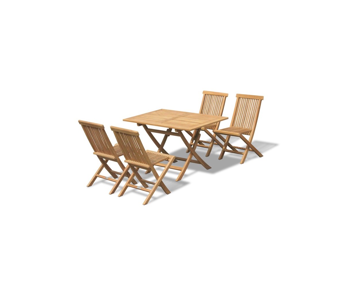 Chester Teak 1.2m Folding Garden Set with 4 Low Back Dining Chairs