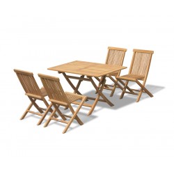 Chester Teak 1.2m Folding Garden Set with 4 Low Back Dining Chairs