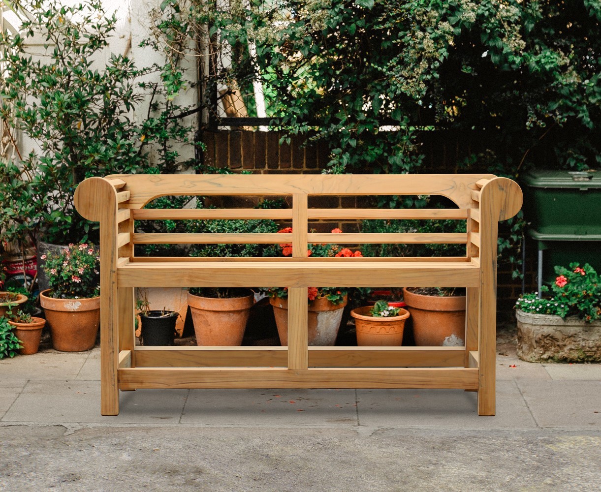 Low Back Teak Lutyens-Style Bench - 1.35m