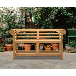 Low Back Teak Lutyens-Style Bench - 1.35m