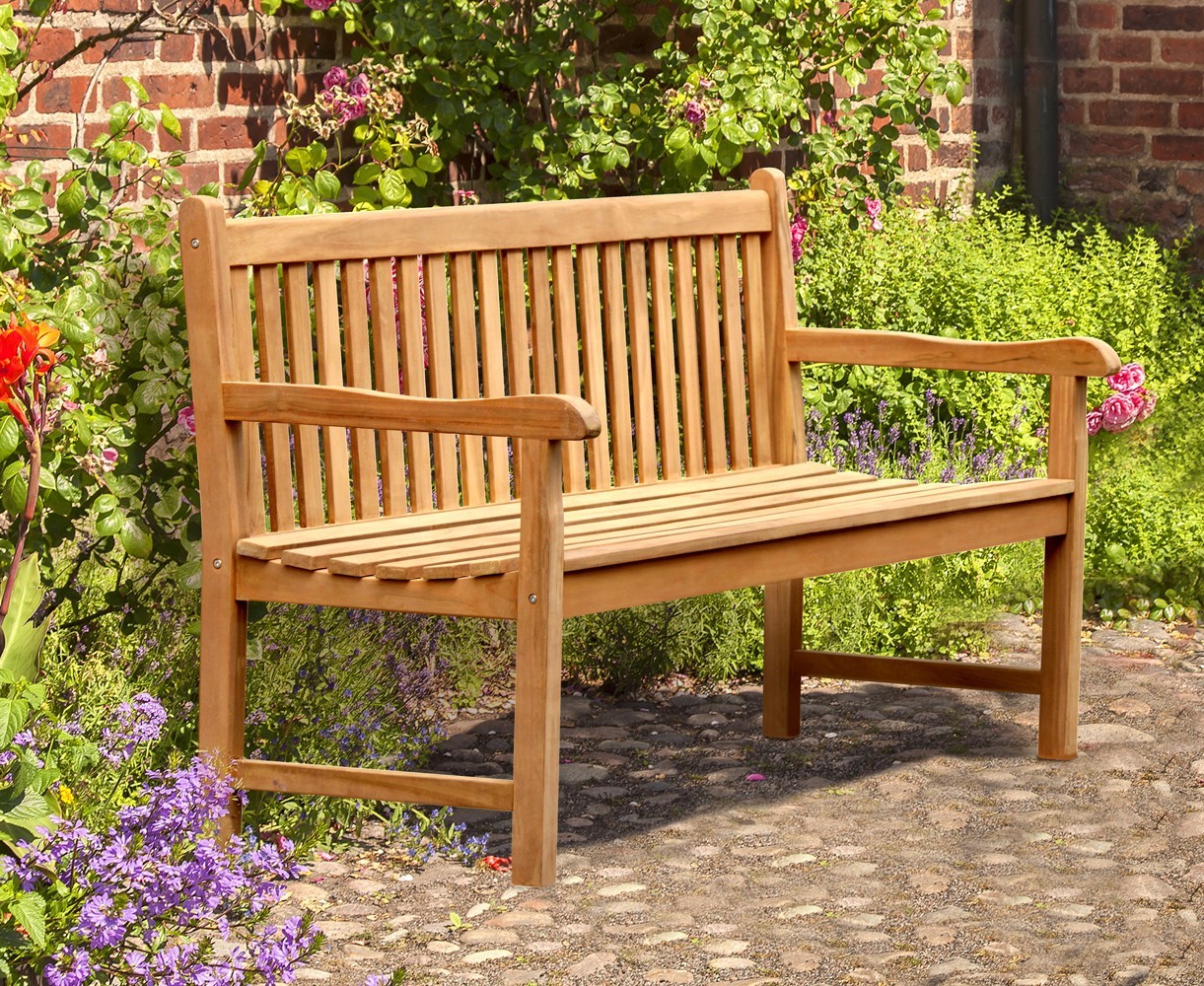 York Teak Garden Bench, Flat Pack - 1.8m