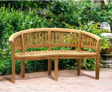 Wimbledon Teak Banana Bench - School Benches