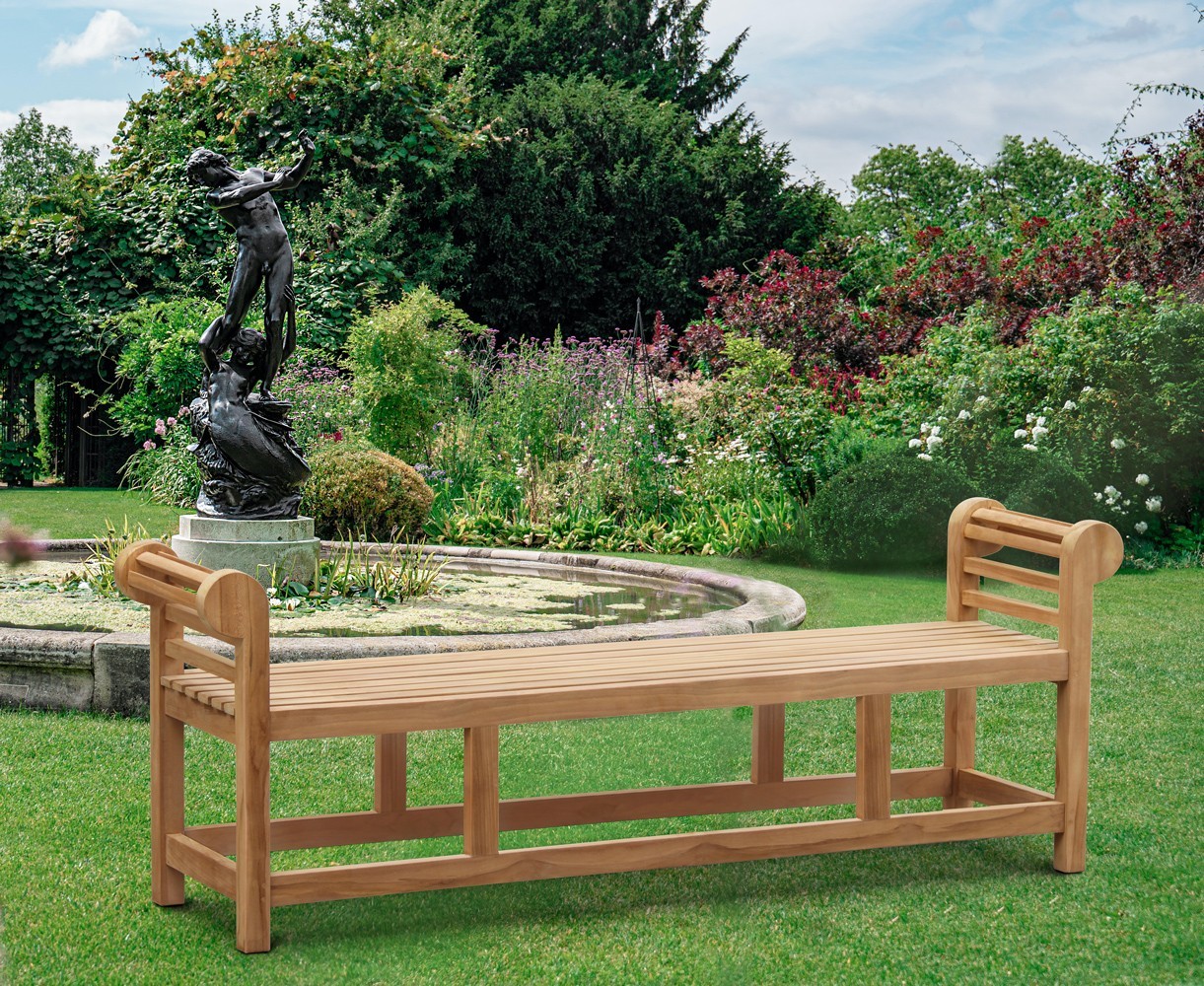 Lutyens-Style Teak Backless Garden Bench - 1.95m