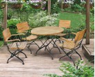Garden Round Bistro Table and 4 Arm Chairs - Patio Outdoor Bistro Dining Set