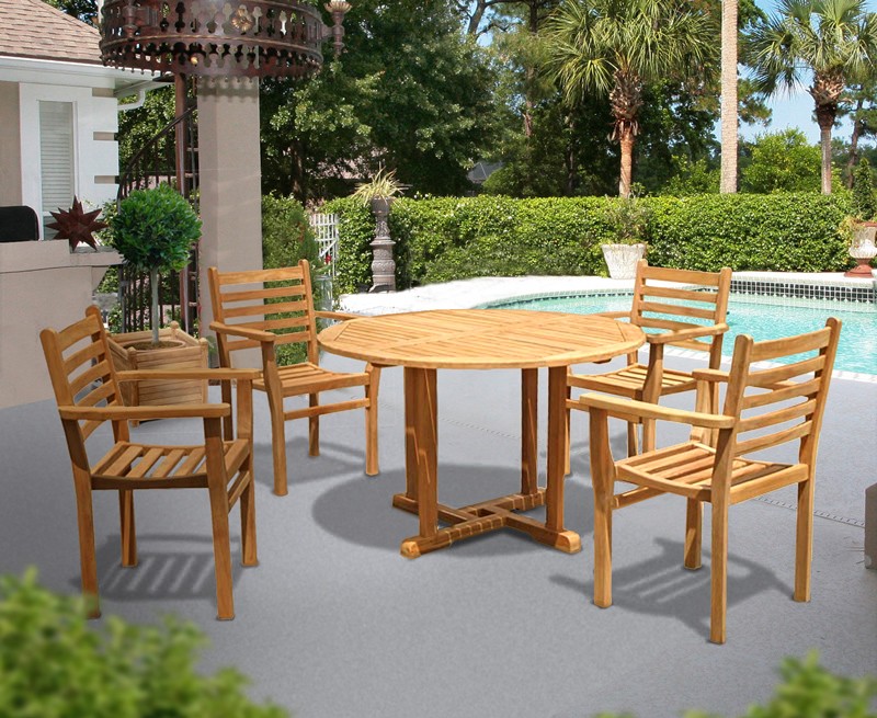 Canfield Patio Garden Table and 4 Stacking Chairs Set