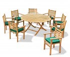 Suffolk Teak 8 Seat Octagonal Folding Table and Stackable Chairs Set