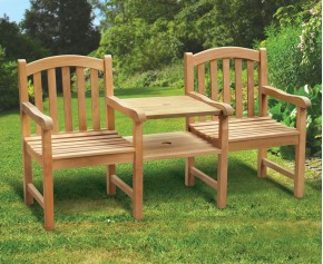 Clivedon Vista Teak Garden Companion Seat - 2 Seater Garden Benches