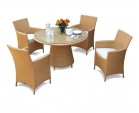 Eclipse Glass Top Rattan Table and 4 Chairs Set