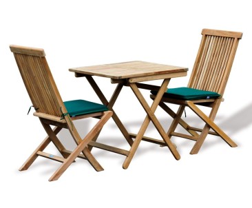 Rimini Teak Outdoor Garden Table and 2 Chairs - Patio Dining Set