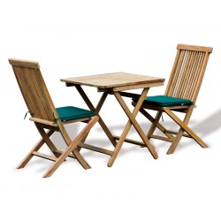 Rimini Teak Outdoor Garden Table and 2 Chairs - Patio Dining Set