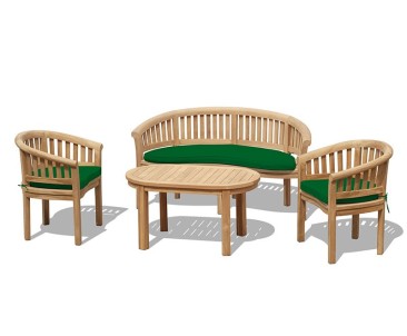 Wimbledon Banana Bench, Coffee Table & Armchairs Set