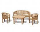 Wimbledon Banana Bench, Coffee Table & Armchairs Set