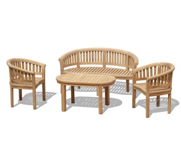 Wimbledon Banana Bench, Coffee Table & Armchairs Set
