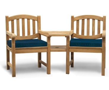 Ascot Teak Garden Companion Seat Bench - Garden Tete a Tete Bench