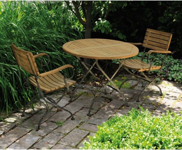 Garden Bistro Table and 2 Arm Chairs - Outdoor Patio Bistro Dining Set