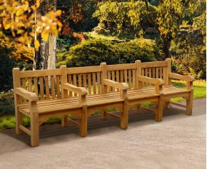 Balmoral Park Bench - Teak Wooden Street Bench - 3m - 4+ Seater Garden Benches