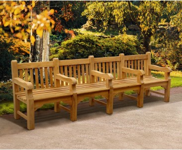 Balmoral Park Bench - Teak Wooden Street Bench - 3m - 4+ Seater Garden Benches