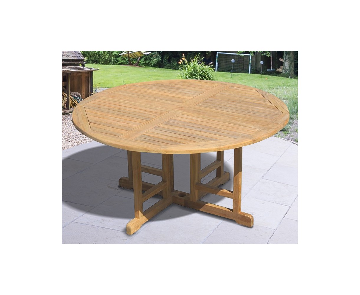 Berrington Teak Circular Drop Leaf Table –