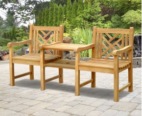 Princeton Vista Teak Garden Companion Seat - Companion Benches